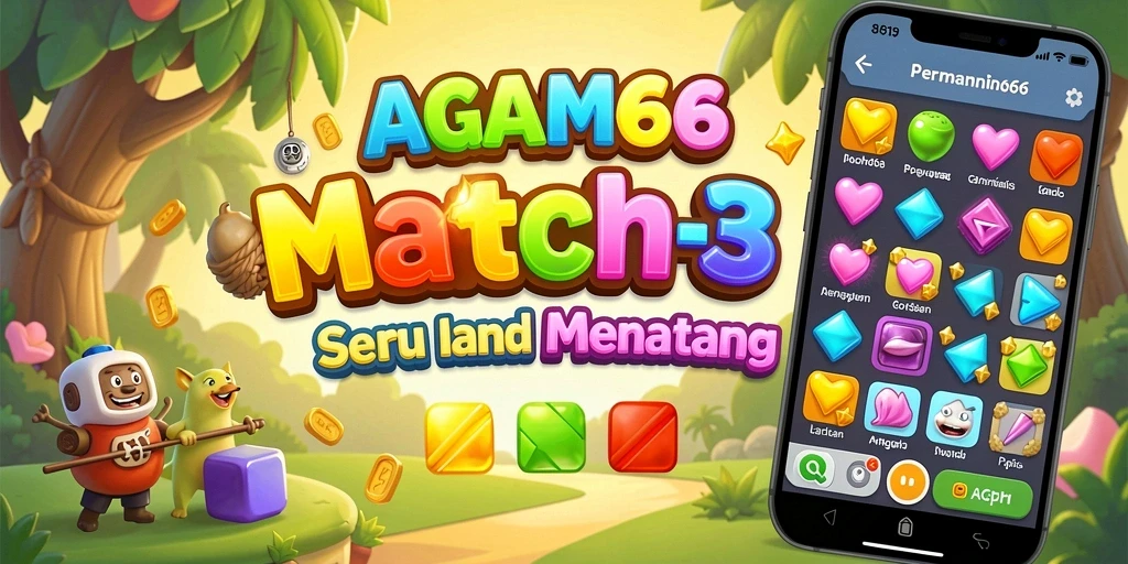 Gameplay seru AGAM66 dengan tantangan Match-3 yang menantang.
