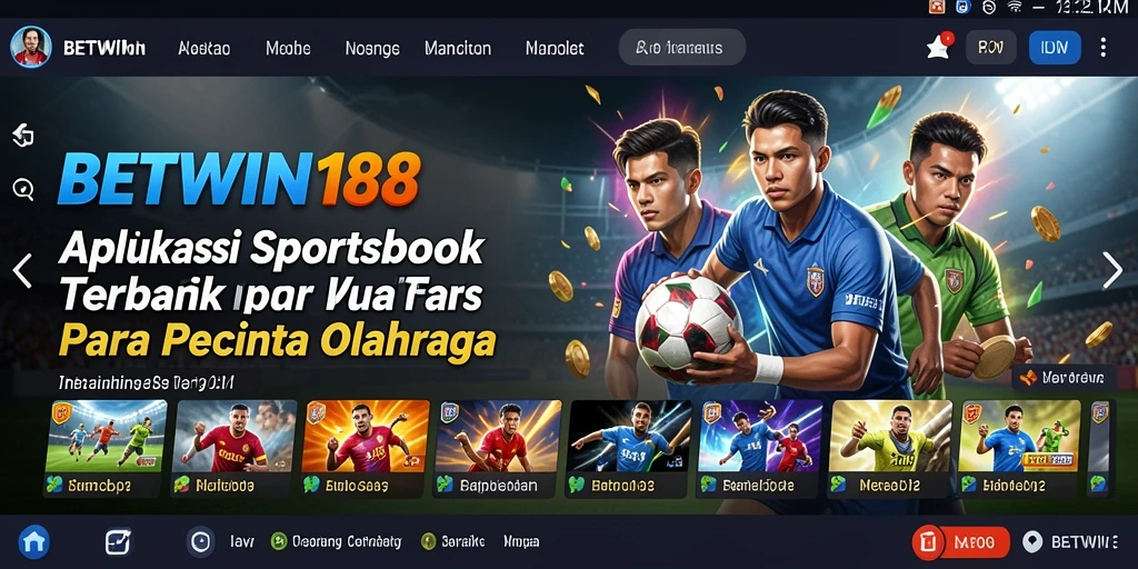 Screenshot utama BETWIN188 menampilkan berbagai pilihan taruhan olahraga terkini.