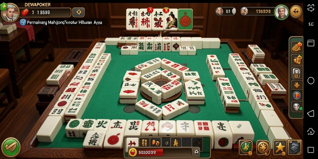 Tampilan gameplay DEWAPOKER yang menakjubkan dengan ubin Mahjong.