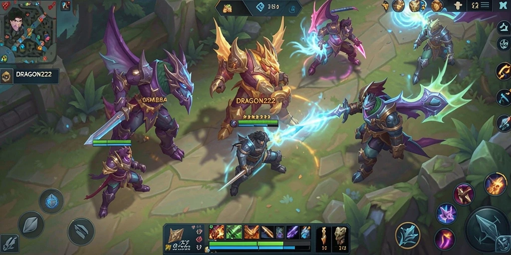 Screenshot gameplay DRAGON222 menampilkan pertempuran tim yang seru.