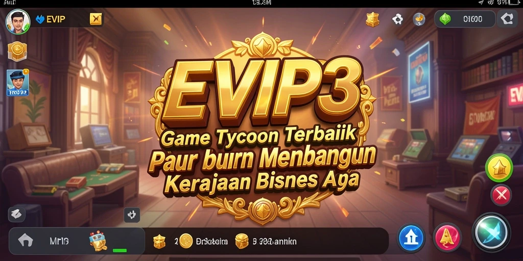 Screenshot gameplay EVIP3 yang menunjukkan manajemen bisnis yang seru.