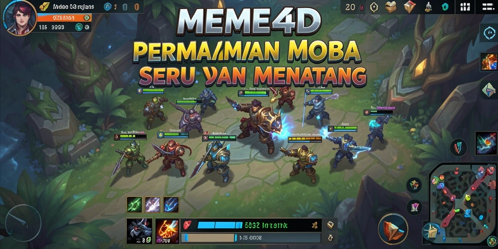 Tampilan gameplay MOBA yang mendebarkan di MEME4D.