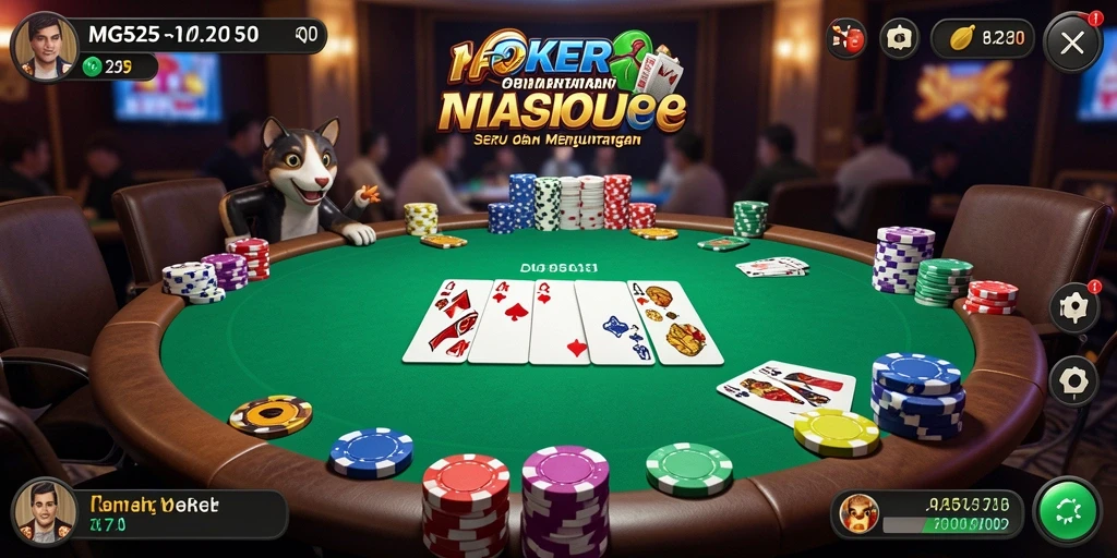 Tampilan screenshot utama MG525 yang menunjukkan gameplay seru permainan Poker.