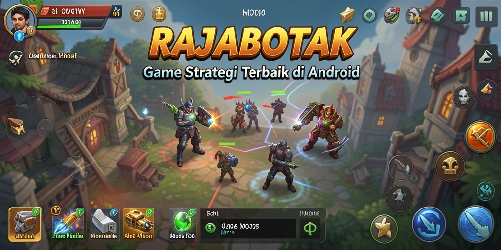 Screenshot gameplay RAJABOTAK yang memperlihatkan aksi pertempuran strategis.