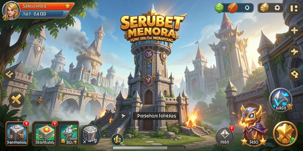 Gameplay SERUBET yang menarik dengan menara melawan serangan musuh.