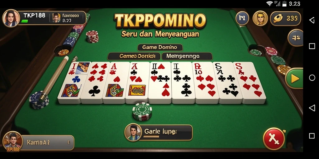 Tangkapan layar gameplay TKP188 dengan suasana permainan Domino yang menarik.