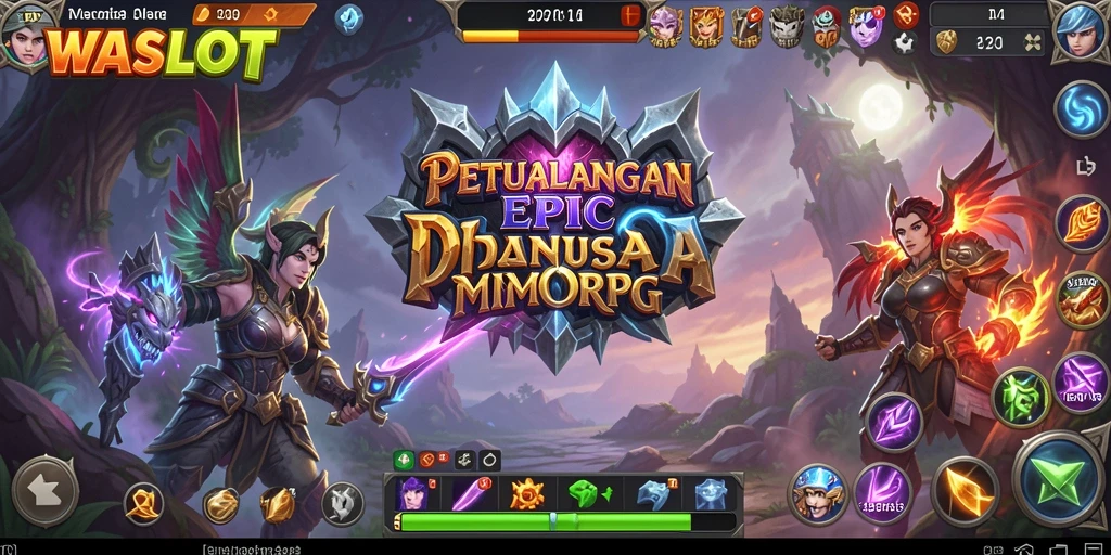 Screenshot utama WASLOT menampilkan aksi seru dalam pertarungan MMORPG.