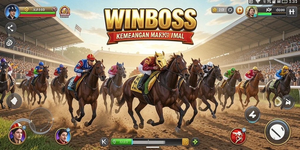 Tampilan gameplay WINBOSS yang seru dan mendebarkan di lintasan balap.